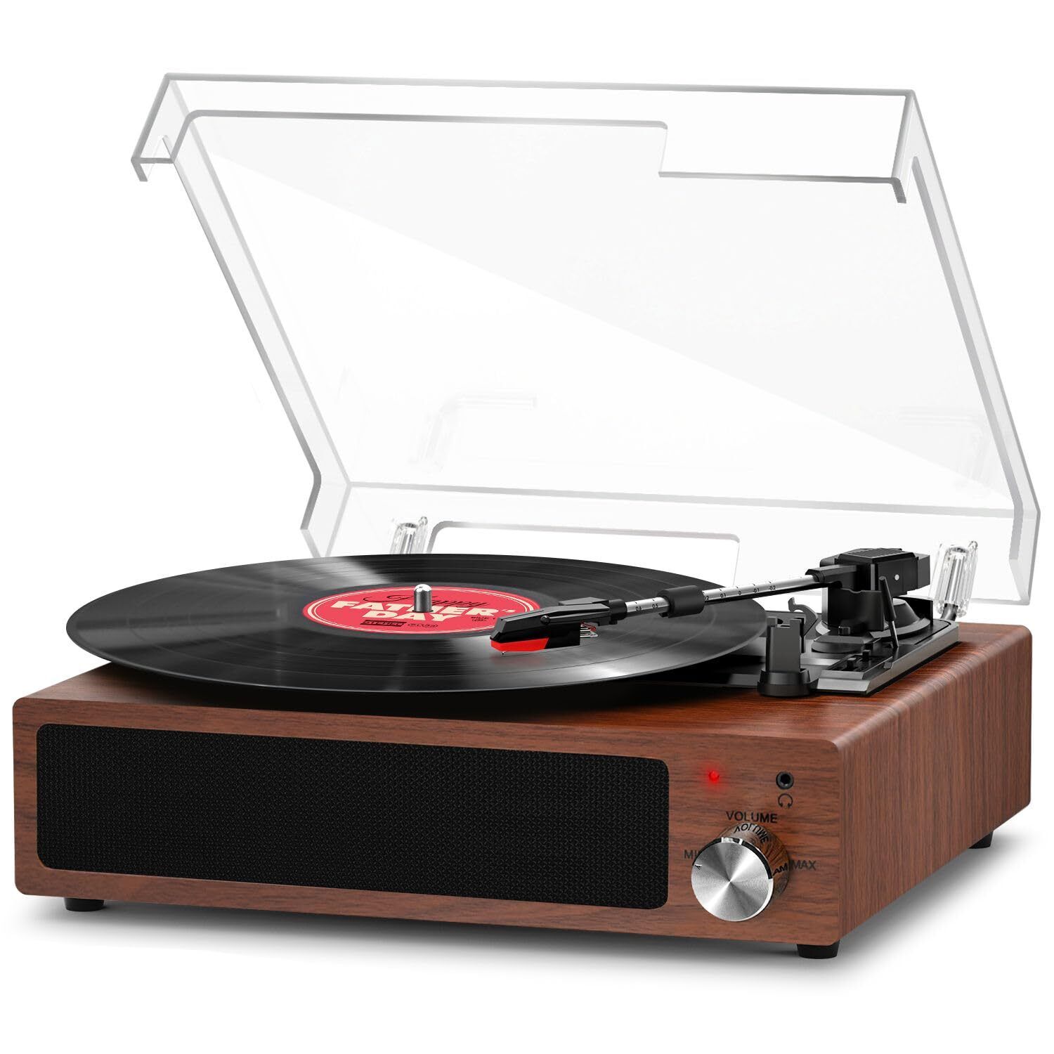 Giradischi Vinile, FYDEE Giradischi Portatile Vintage Bluetooth con 3 Velocità 3