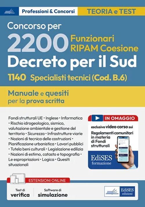 Libri Concorso 2200 Coesione Sud. 1140 Specialisti Tecnici Per Regioni, Citta Me