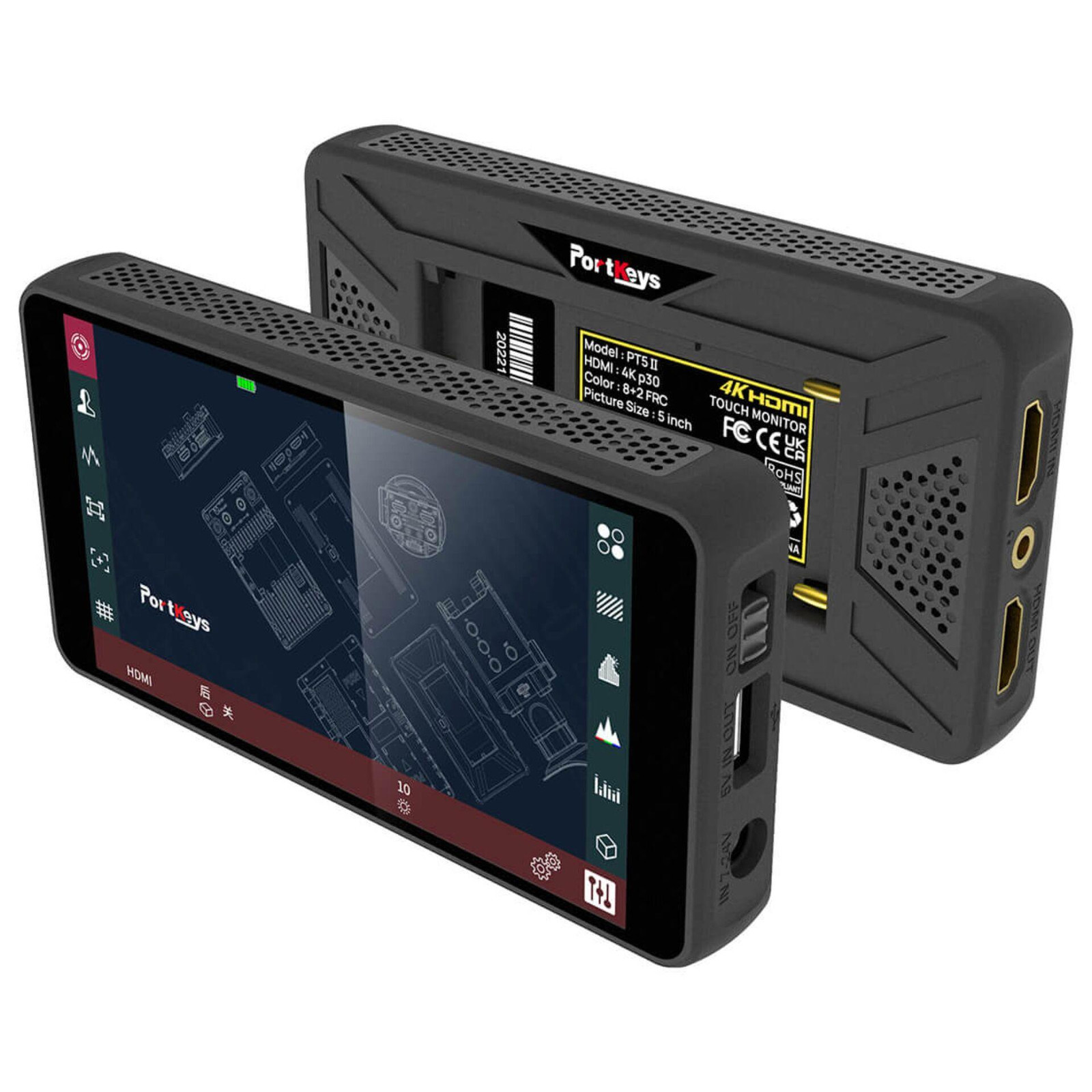 PORTKEYS PT5 II 5 POLLICI 4K HDMI TOUCHSCREEN MONITOR MOD. PT5-II EAN 9331924810