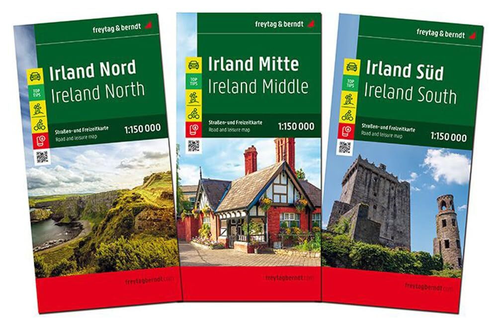 Irland, Straßen- und Freizeitkarten. Set 1:150.000: 3 Blätter in Kunststoff-Hüll