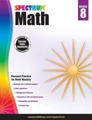 Spectrum Spectrum Math Workbook, Grade 8 (Tascabile)
