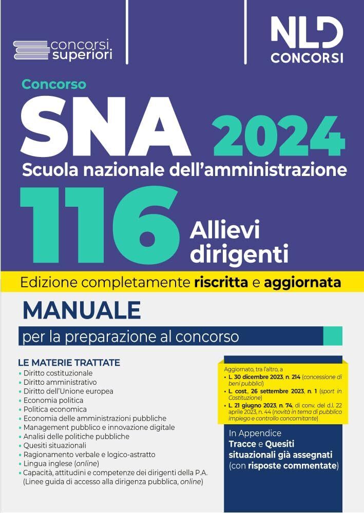 9788833589947 Concorso 116 allievi dirigenti SNA 2024. Manuale p...e al concorso