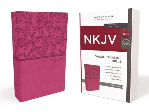 Thomas Nelson NKJV, Value Thinline Bible, Pink Leathersof (Rilegato in ecopelle)