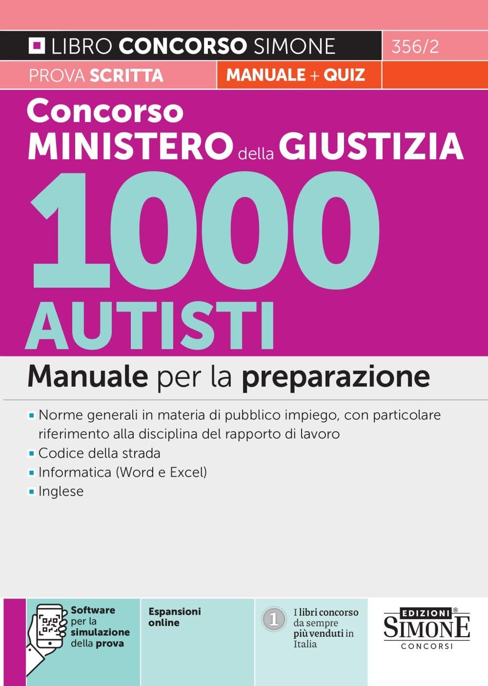 9788891440617 Concorso Ministero della Giustizia 1000 Autisti - ... preparazione