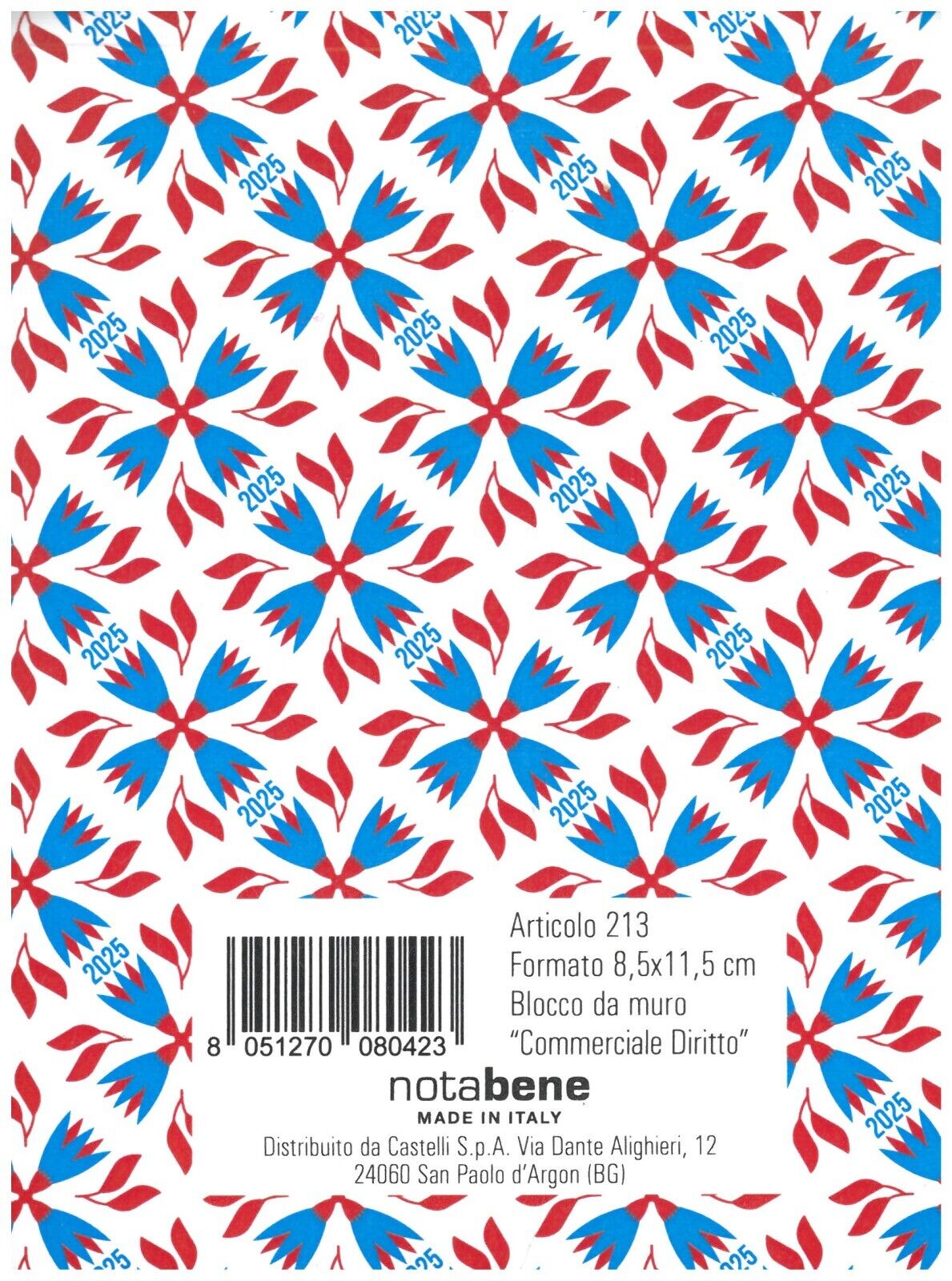 BLOCCO CALENDARIO VERTICALE A STRAPPO 2025- F.to 8.5X11.5 Cm- 8051270080423