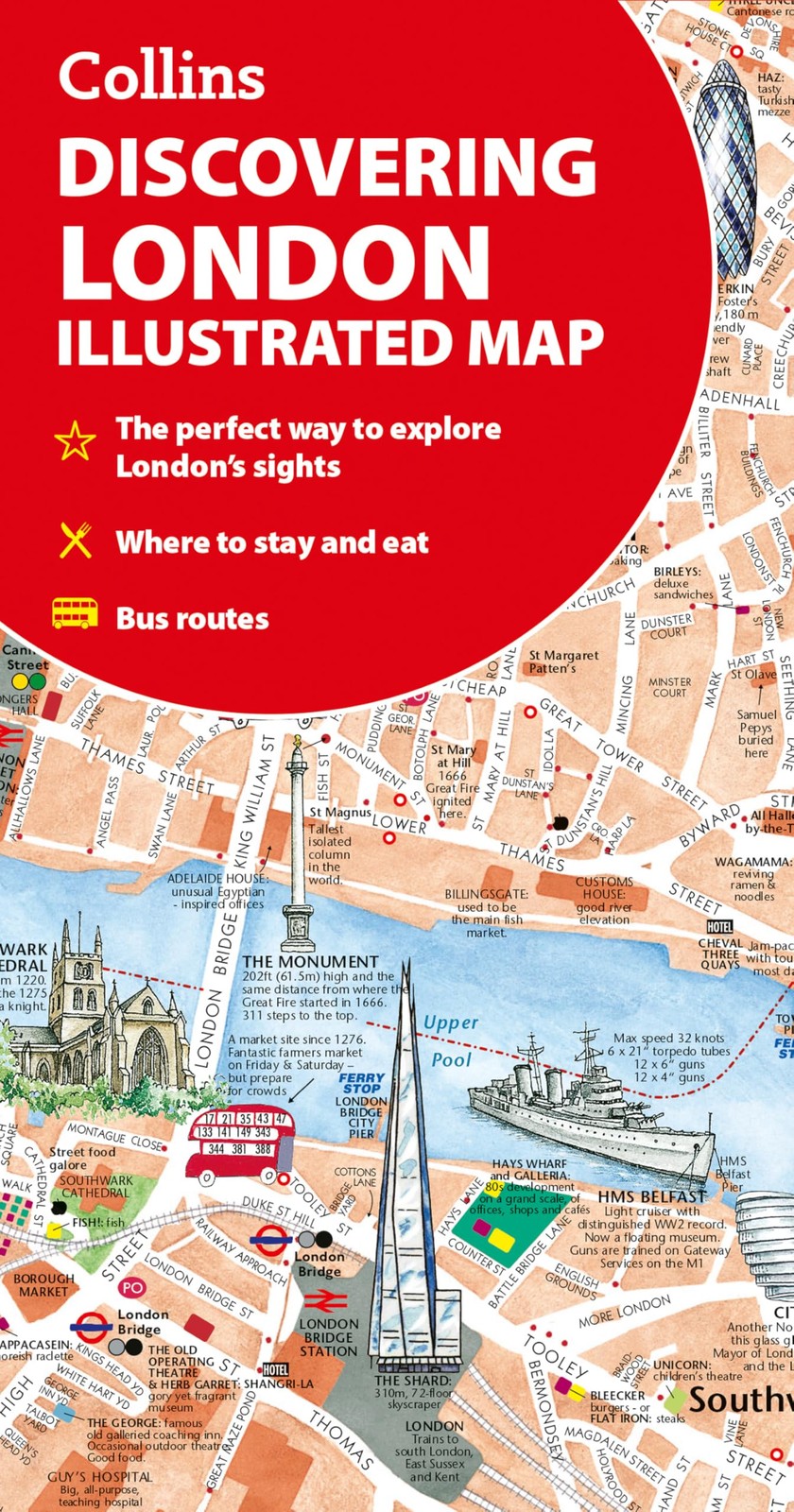Dominic Beddow Collins Maps Discovering London Illustrated Map (Map)