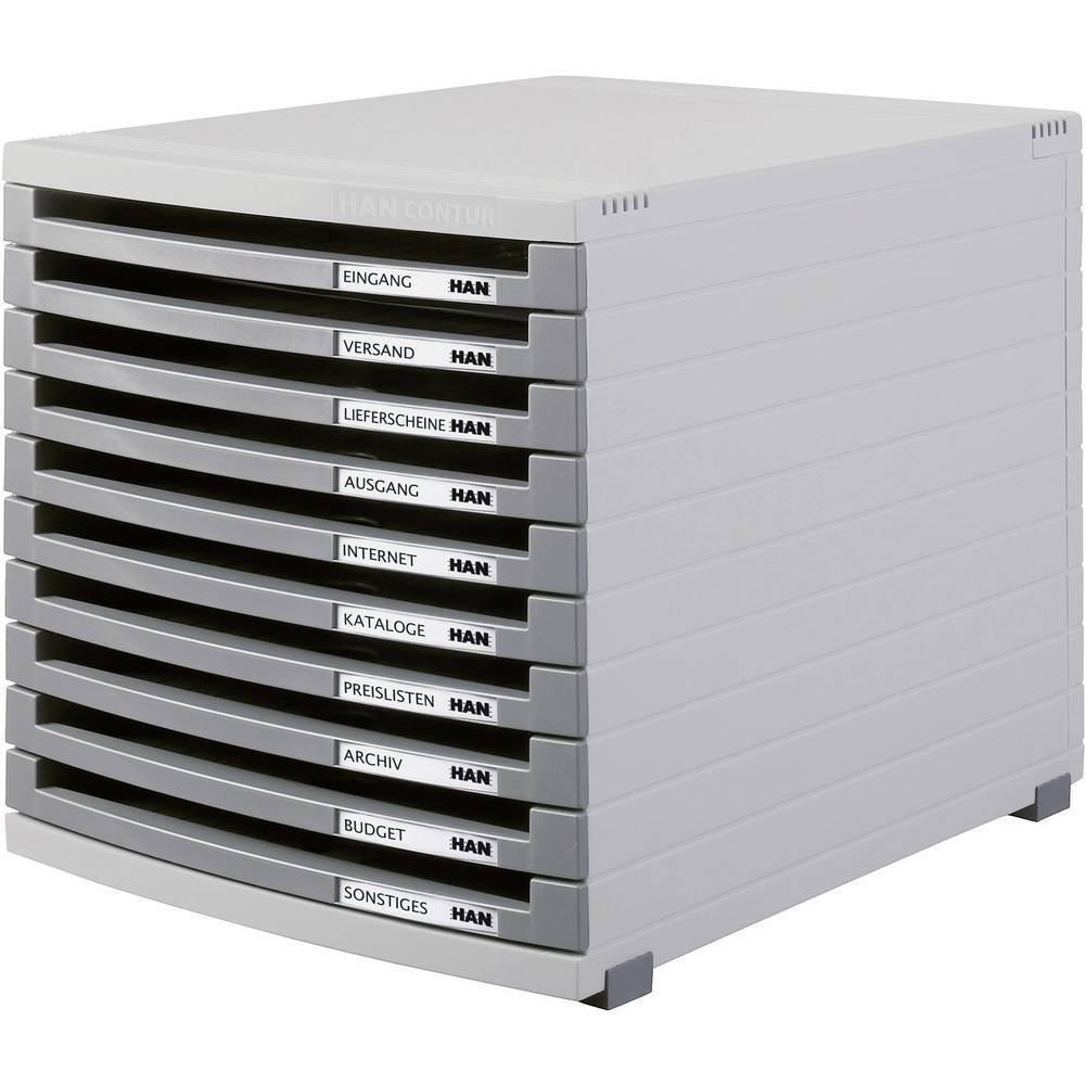 HAN 1510-0-19 Cassettiera Grigio luminescente DIN A4, DIN B4, DIN C4 Numero