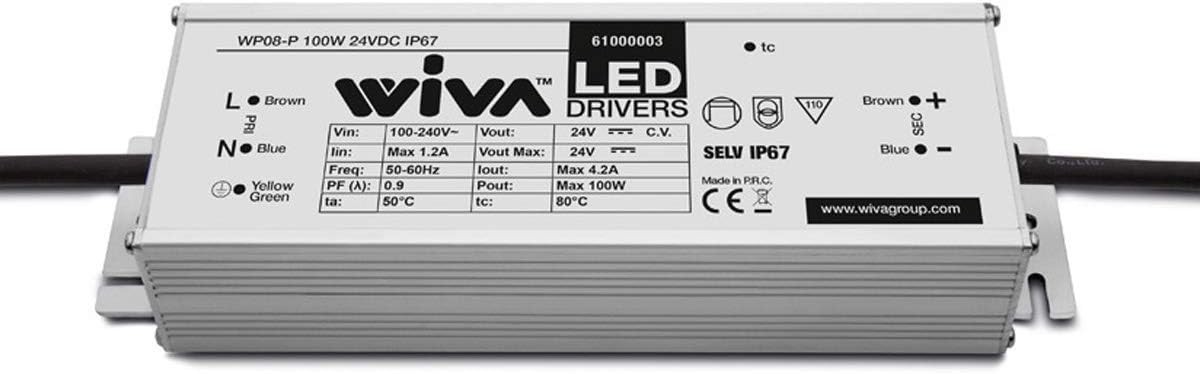 Driver led  WP08-P 100W 24VDC IP67 – Affidabile e Resistente per Proiettori LED