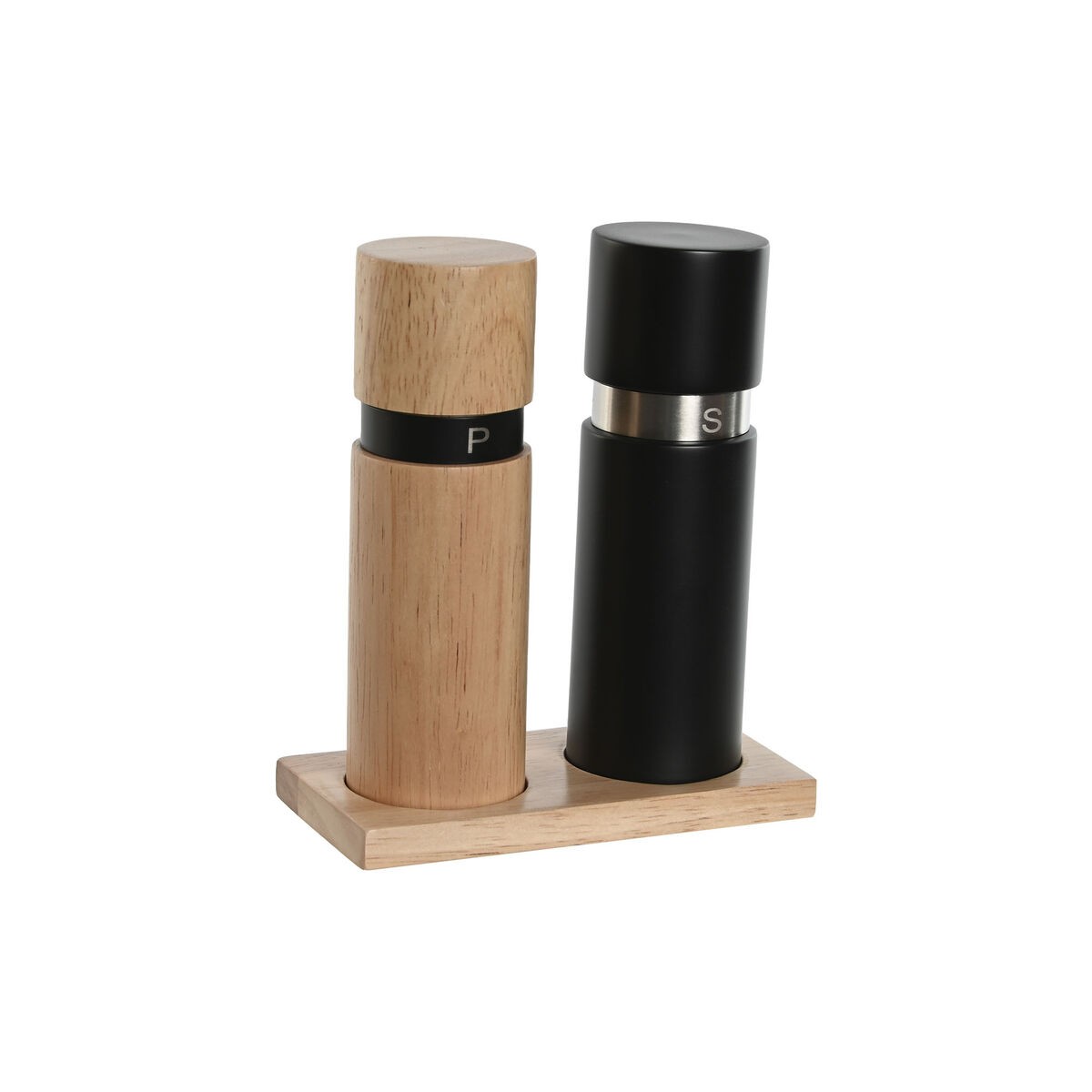 Salt And Pepper Shakers Home Esprit Black Natural Stainless Steel R... NUOVO