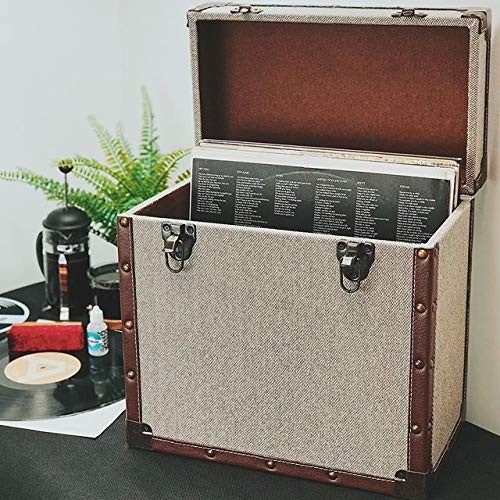 GREY FABRIC LP Record Storage Carry Case NUOVO
