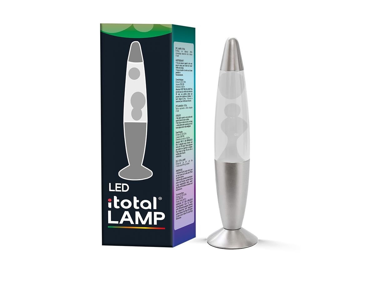 Itotal - Color-Changing Led Lava Lamp - Silver Base And White Wax (... Toy NUOVO