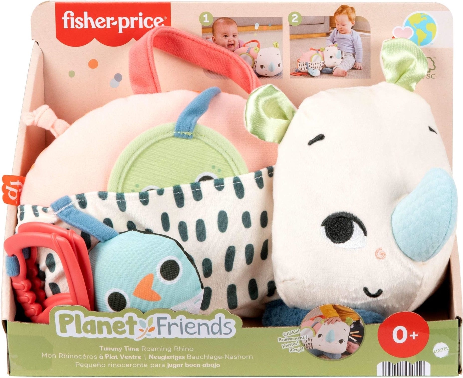Merchandising Mattel: Fisher Price - Baby Rino Giochi Sul Pancino