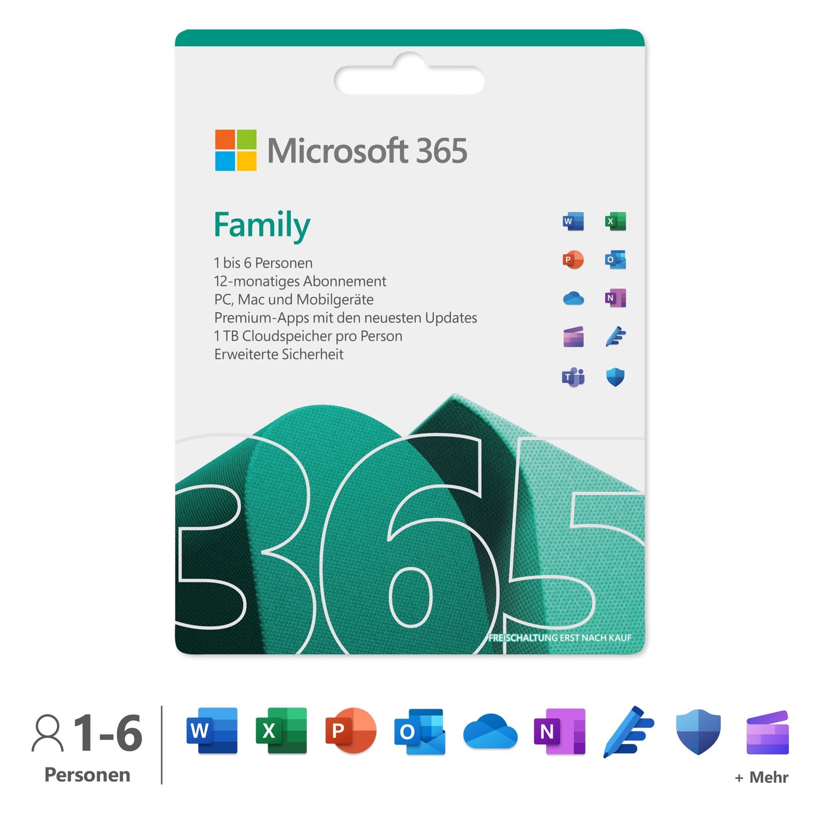 Microsoft 365 Family WIN/MAC Subscript. 1 Lic. 1Y NUOVO