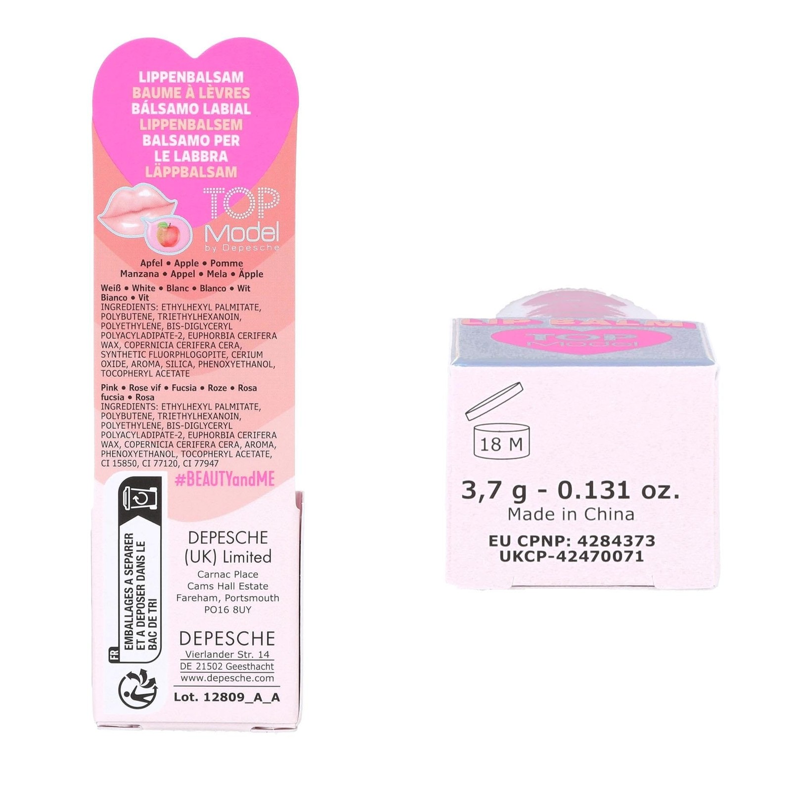Topmodel - Heart In Heart Lipbalm - Pink, Red - 3.7 Grams Toy NUOVO