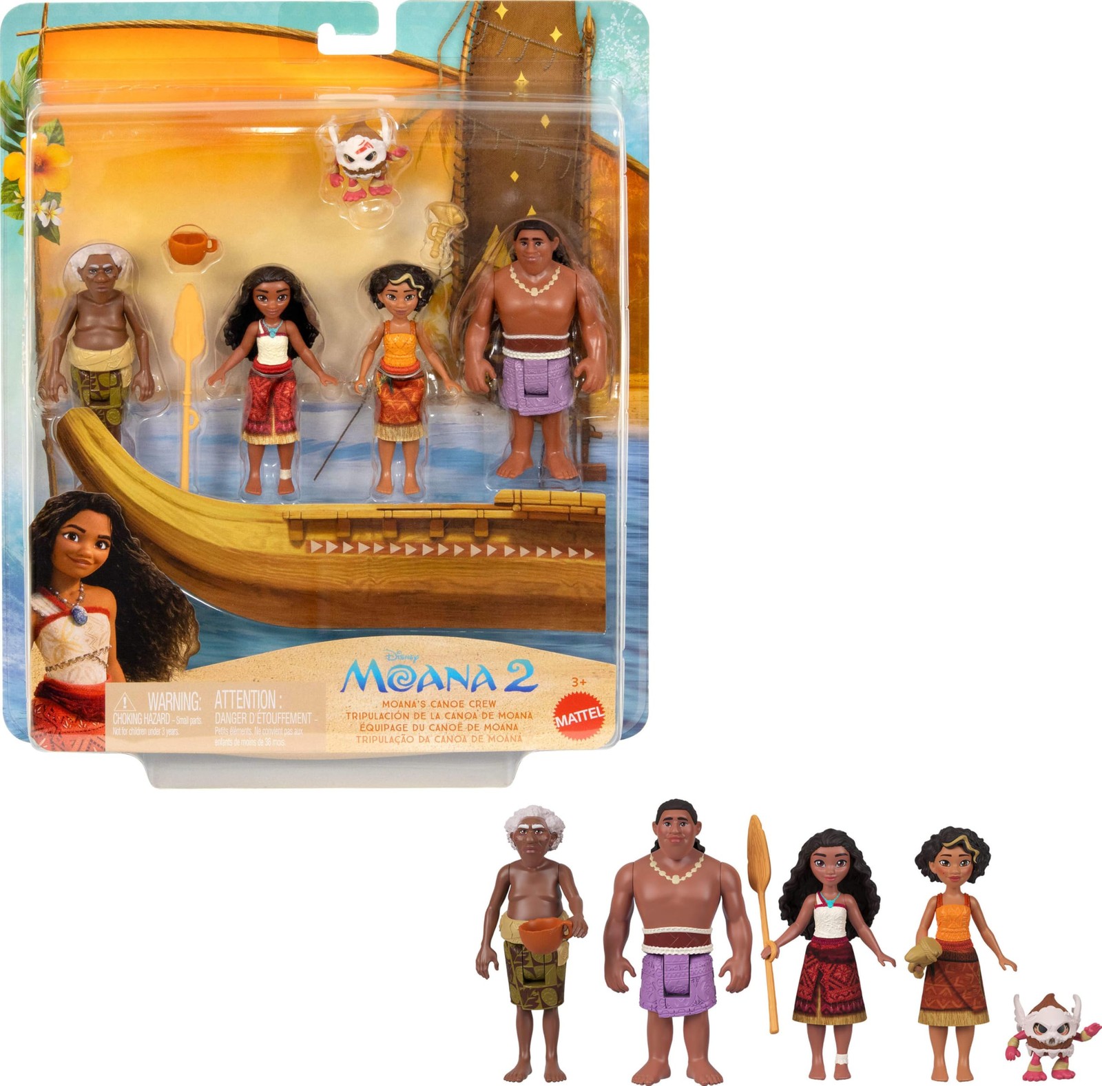 Mattel UK * Garland Moana`S Canoe Crew Playset NUOVO