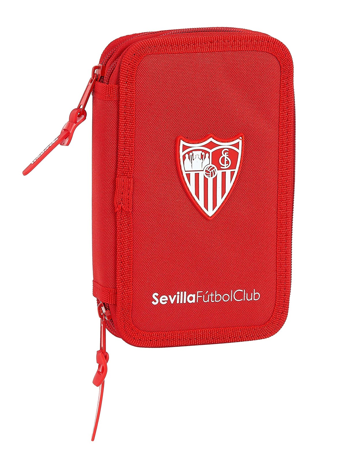 Double Pencil Case Sevilla Fútbol Club M854 Red Sporting 28 Pieces ... NUOVO
