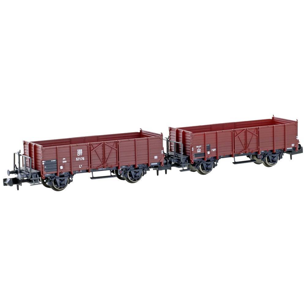 N Kit da 2 vagoni merci aperti L6 delle FFS Hobbytrain H24351
