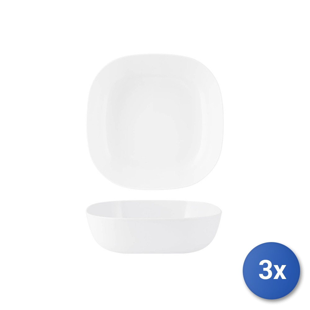 3x H&h Insalatiere Melamina Quadrate Bassa 25cm