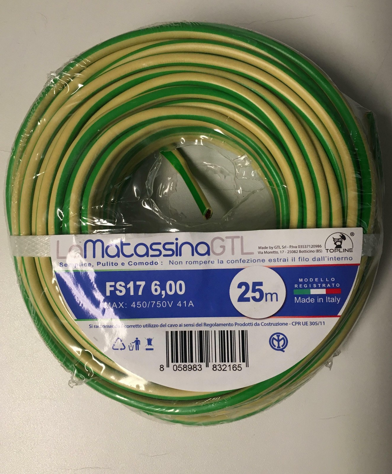 GO-AT TOPLINE 25MT FS17 UNIPOLARE 6MM COLORE GIALLO VERDE MFS176GV25