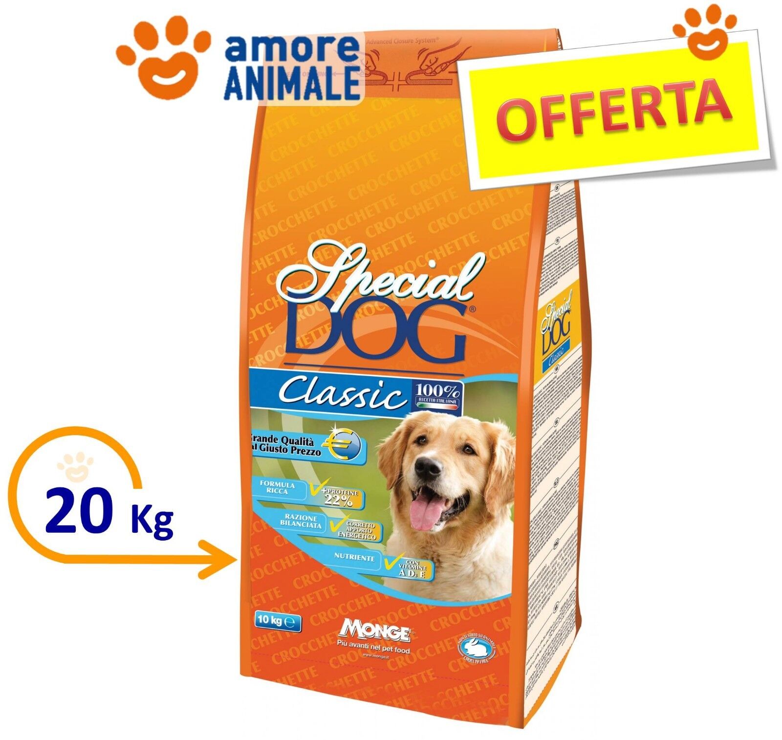 MONGE Special Dog Classic Kg.20 - Alimento completo per Cani adulti