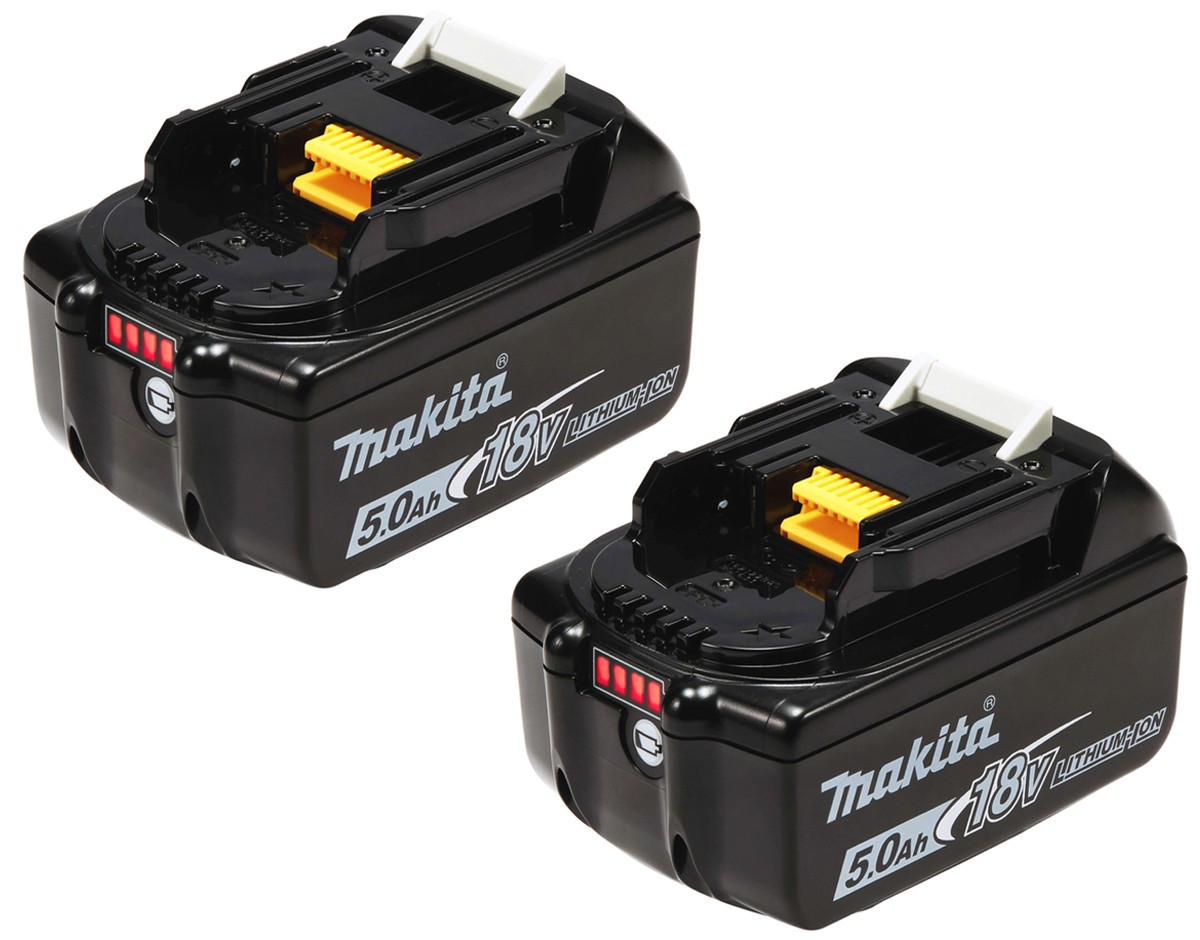 Pezzi 2 - Twin Pack Batteria Makita 197288-2 BL1850B, 18 V Lithio 5,0 Ah con ind