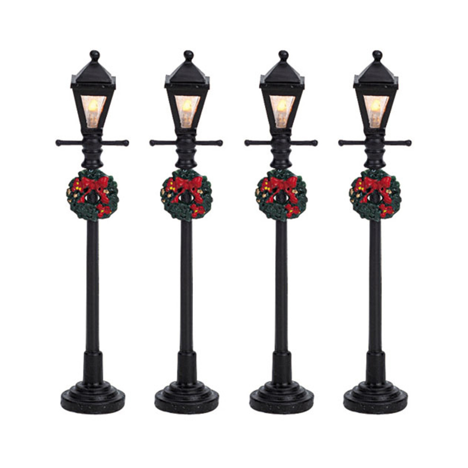 LEMAX Set 4 lampioni natalizi a gas decorazione Natale multicolore