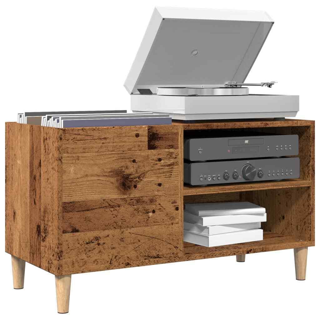 1748207 Mobile Porta Dischi Legno Antico 84,5x38x48cm Legno Multistrato