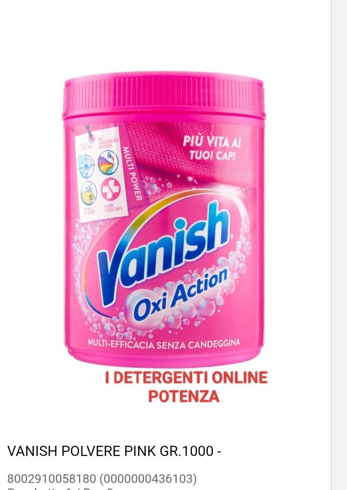 Vanish Oxi Action Polvere Rosa Smacchiatore 1 Kg