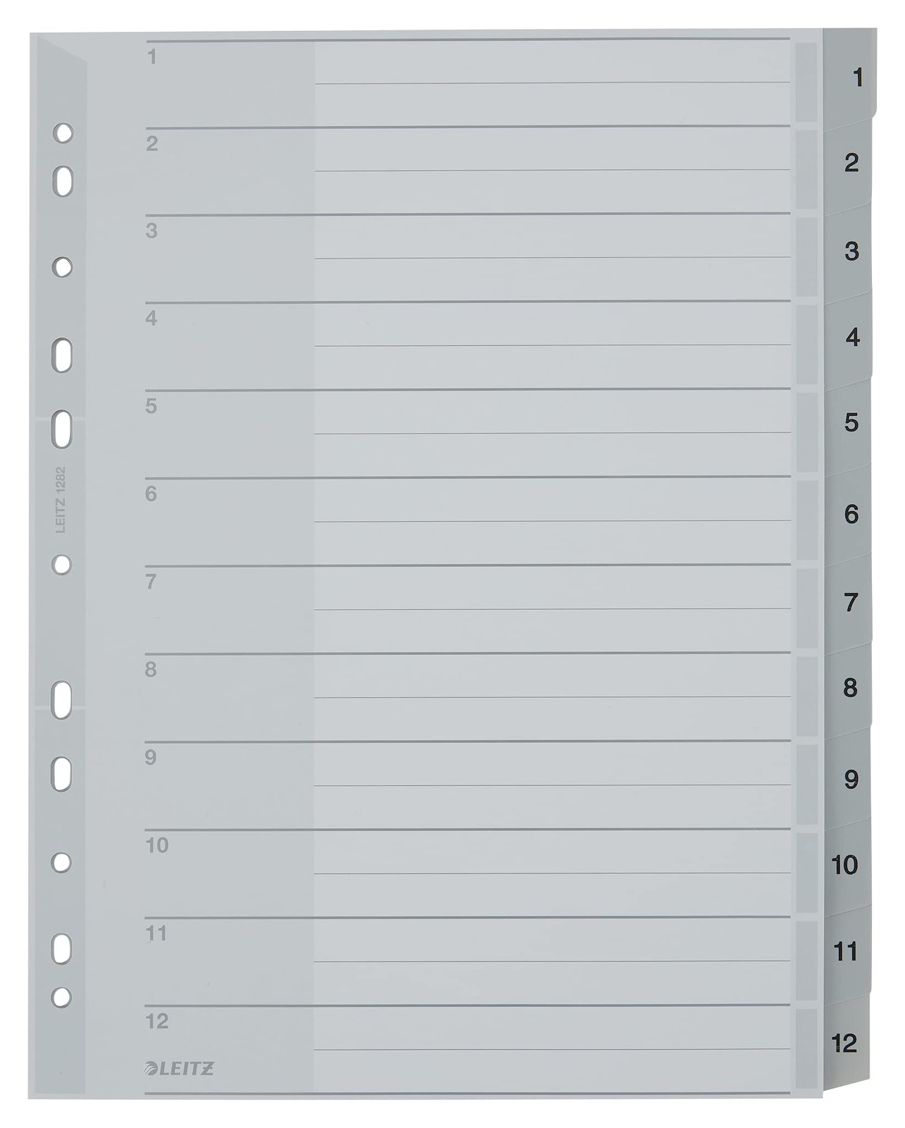 Leitz Plastic Index (1-12, A4, PP, 12 Sheets), Grey