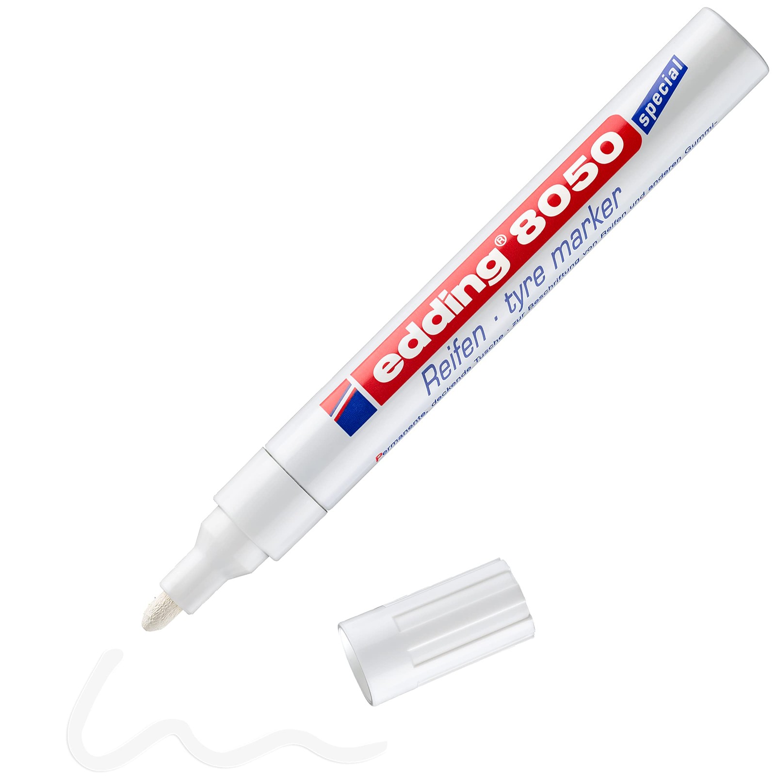 edding 8050 Tyre Marker - White - 1 Pen - Bullet Nib 2-4 mm - for Marking Tyres