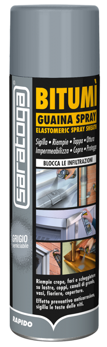 SARATOGA BITUMI GUAINA BITUMINOSA SPRAY 500 ML colore GRIGIO impermeabilizzante