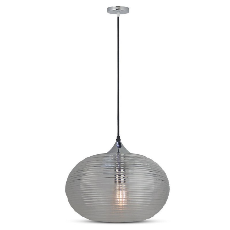Pendant Light Diamond Cut Black Glass Transparent D:350mm 14243825