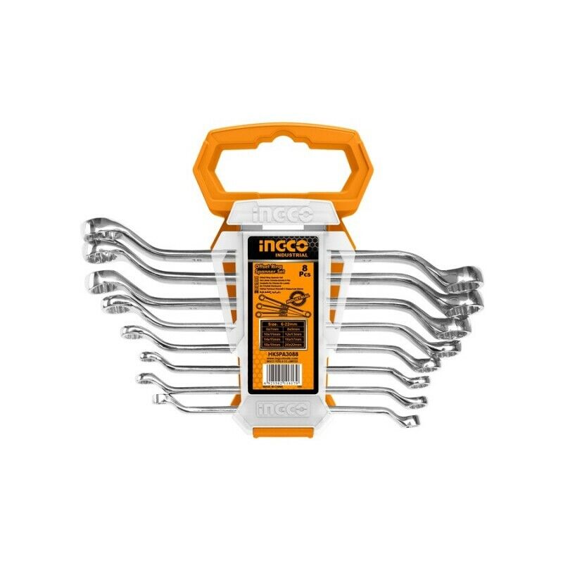 Chiave poligonale combinate a stella da 6 a 22 kit 8 pezzi chrome vanadium INGCO