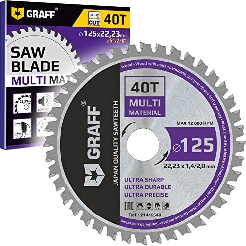 GRAFF Lama per Sega Circolare per Legno 125 x 22,23mm x 40 Denti - Lama (R9s)