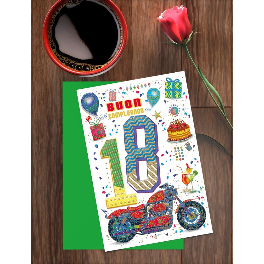 Biglietto "18° Compleanno" diciotto anni con busta