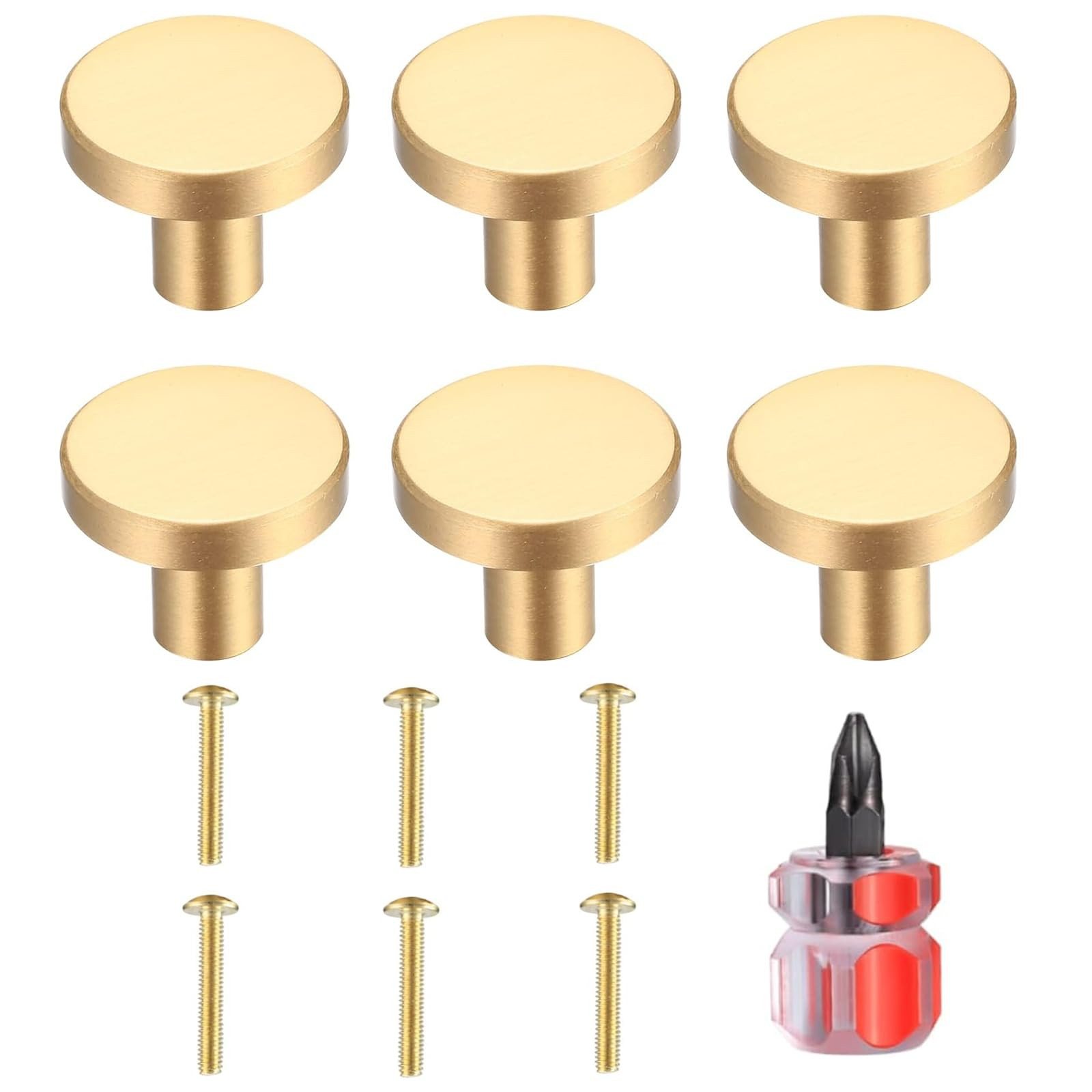 NAMIC 6 pezzi Maniglie per Mobili Rotonde, 25 * 20mm, Oro, Foro Singolo, (q9r)