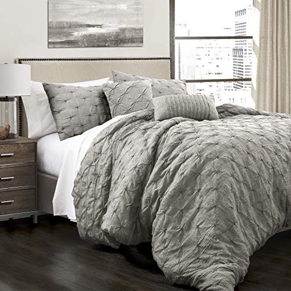 (TG. King) Lush Decor Lush Décor Ravello Pintuck 5 Piece Comforter Set, Full/Qu