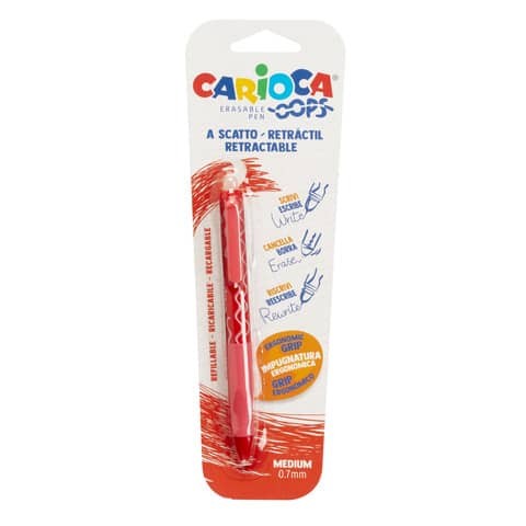 Penne a scatto cancellabili Carioca OOPS inchiostro termosensibile M 0,7 mm ross