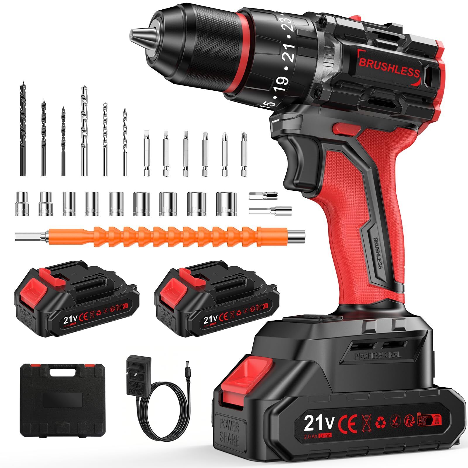 Brushless Trapano Avvitatore Batteria 21V, Avvitatore a Batteria Senza Spazzole,
