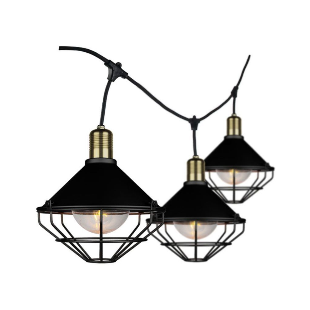 Led String Ligh 3m With 6 Bulbs Matt Black Ip65
