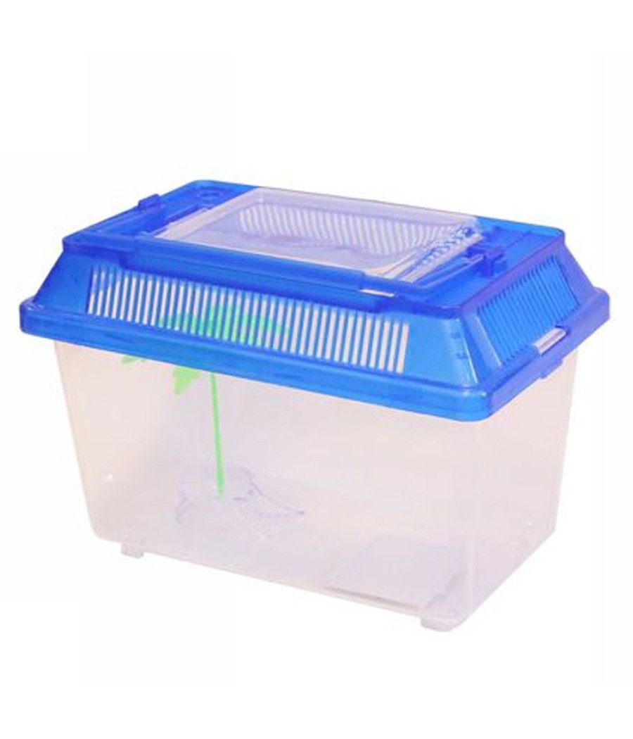 Acquario Vaschetta Pesci Tartarughe Coperchio Maniglia Presa Aria 18x11x12 Cm