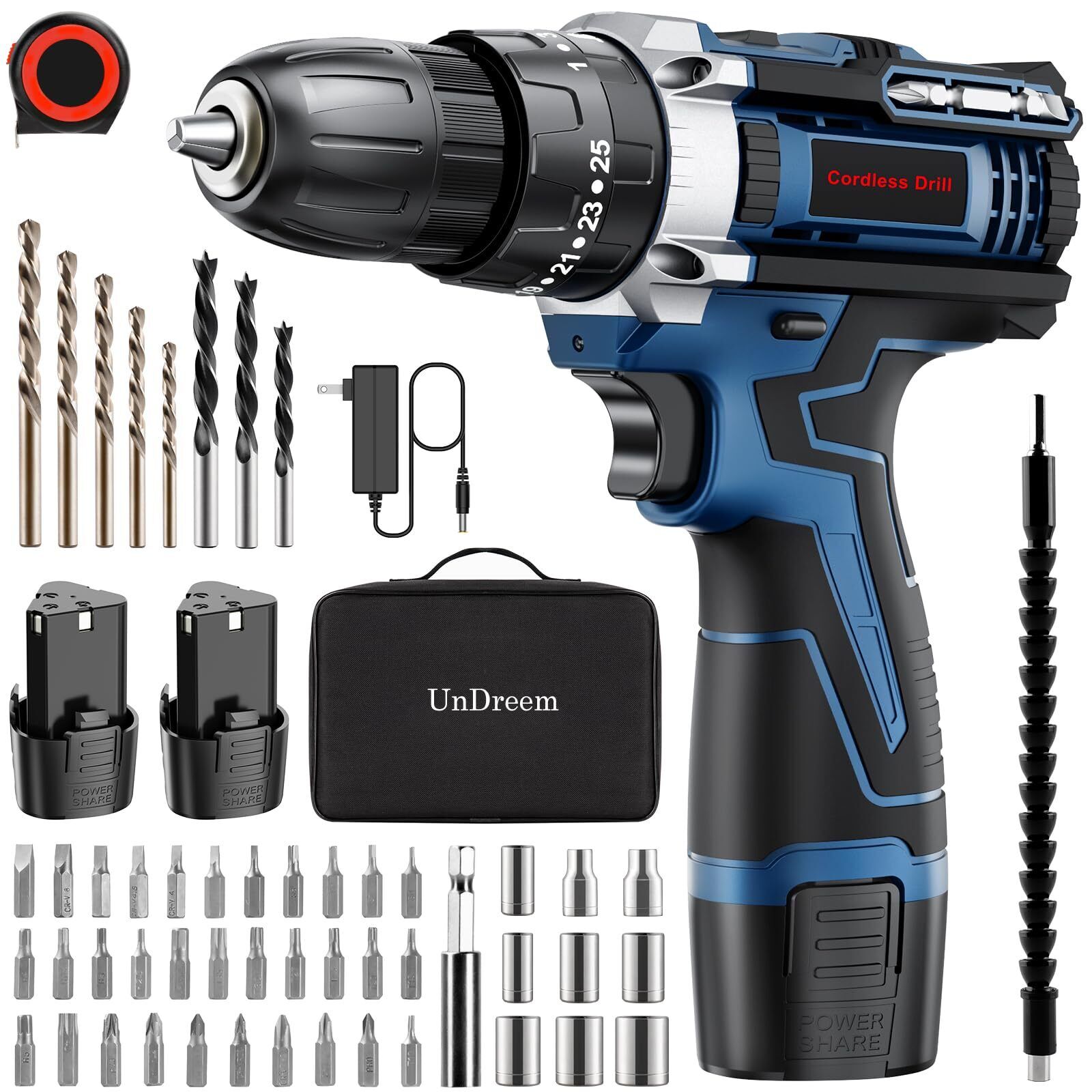 Trapano Avvitatore Batteria, Avvitatore a Batteria 12V X 2, Trapano a batteria C