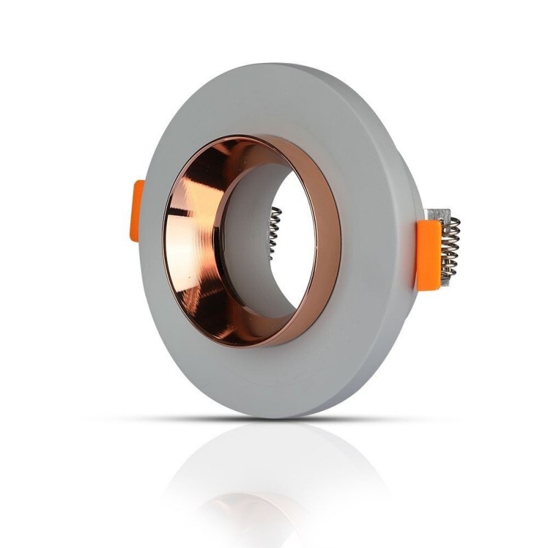 Gu10 Fitting Gypsum Metal Grey Recessed Light With Rose Gold Round