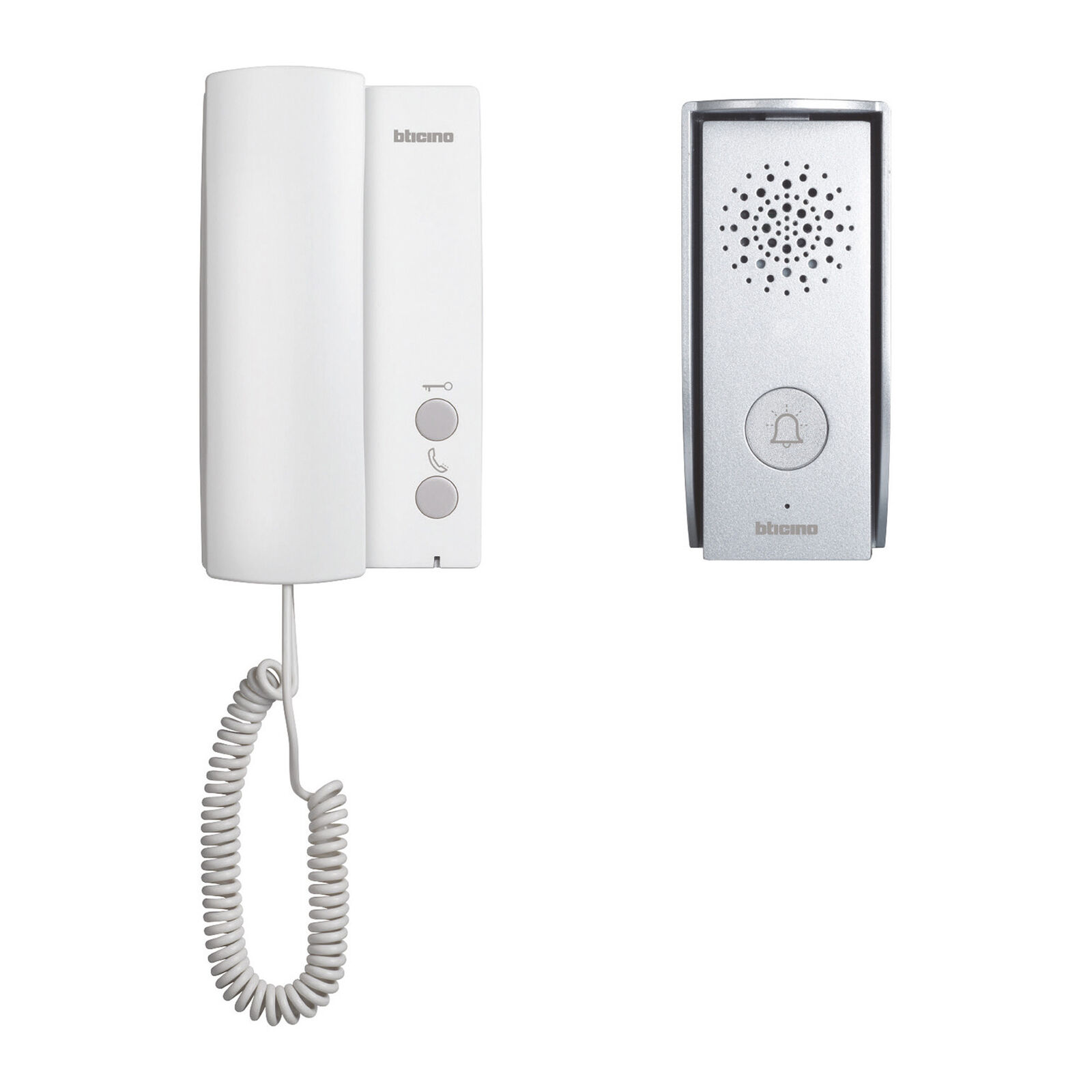 Kit Citofono e Pulsantiera Con 3 Fili Monofamiliare BTicino 315111 Bianco Grigio