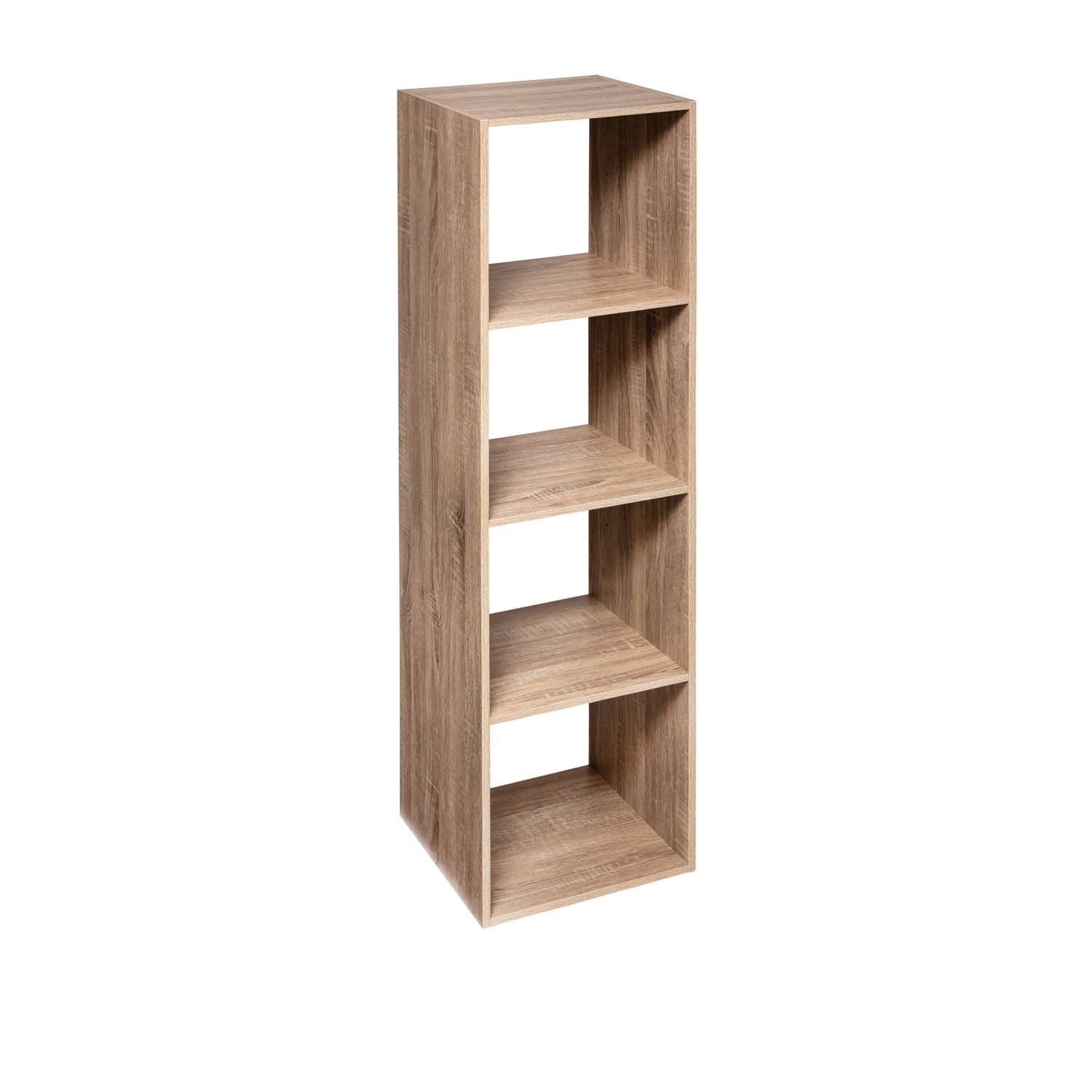 Scaffale a colonna 4 scomparti legno 34,5x134x32 cm beige
