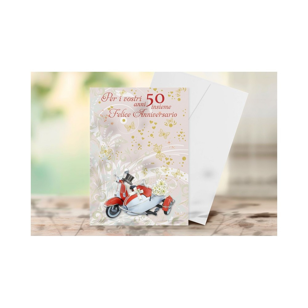 Biglietto 50° Anniversario "Nozze d'Oro" - Sidecar
