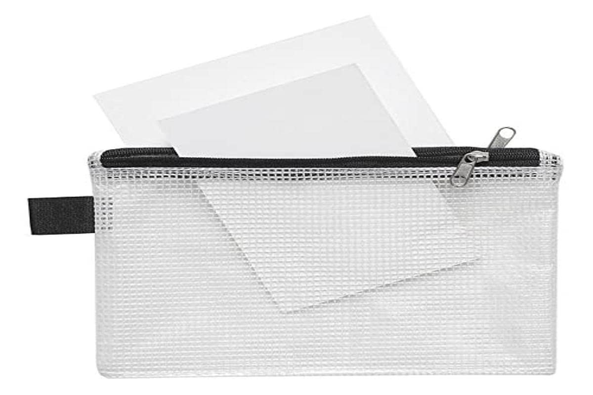 Double Chamber Small Items Bag A6 Clear PVC Zip Black