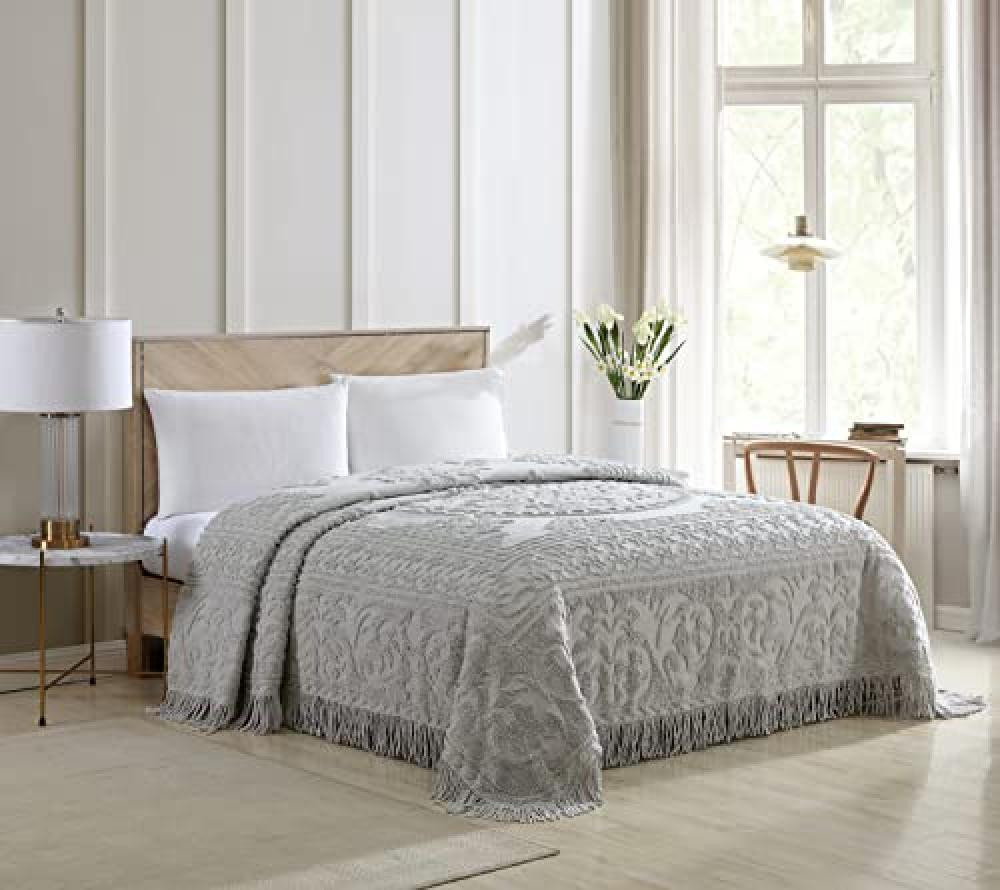 (TG. Doppio) Beatrice Home Fashions Medaglione - Copriletto in ciniglia, matrimo
