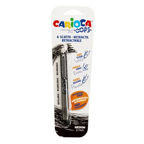Penne a scatto cancellabili Carioca OOPS inchiostro termosensibile M 0,7 mm nero