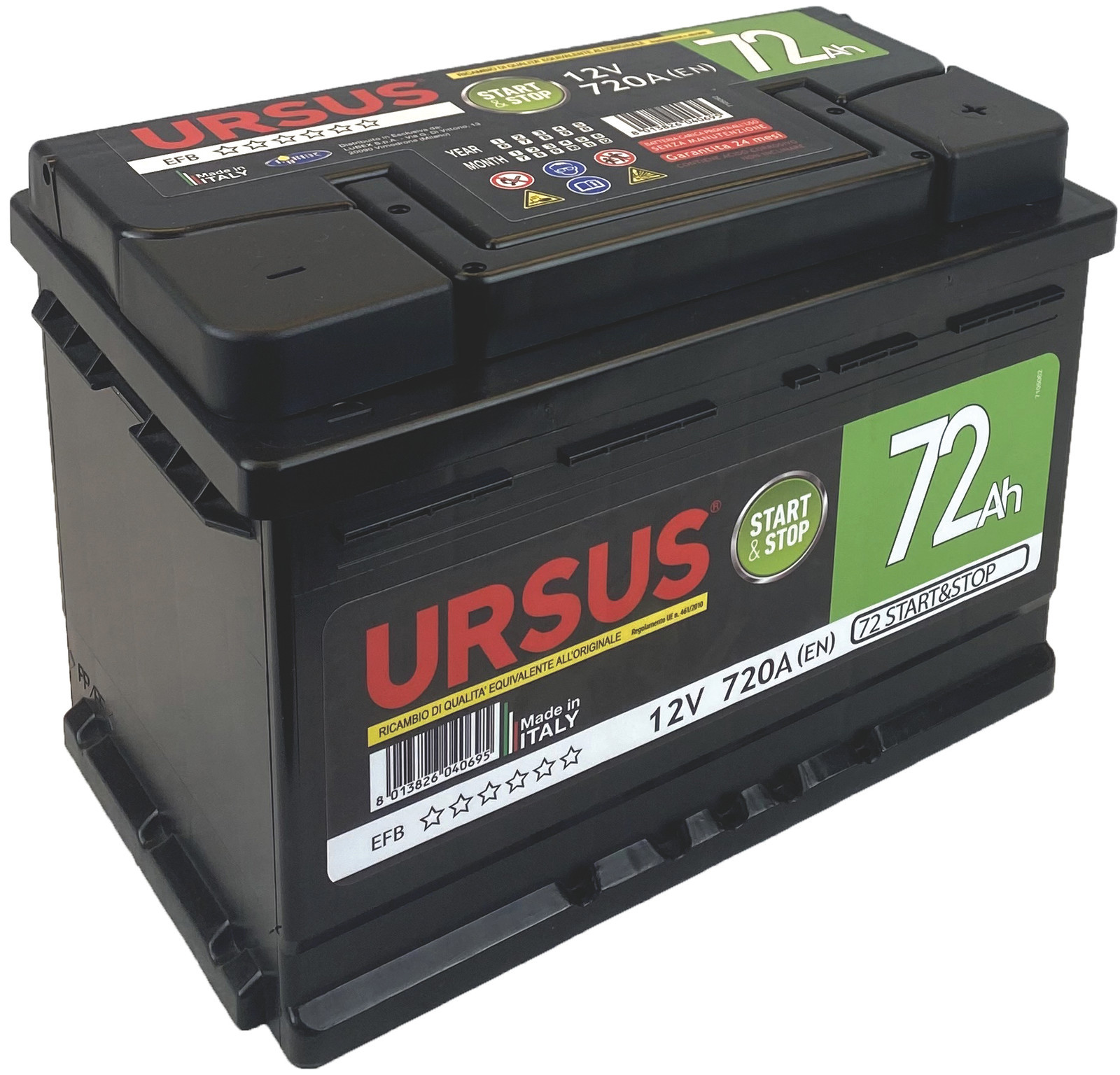 BATTERIA AVVIAMENTO AUTO URSUS START & STOP  72 Ah